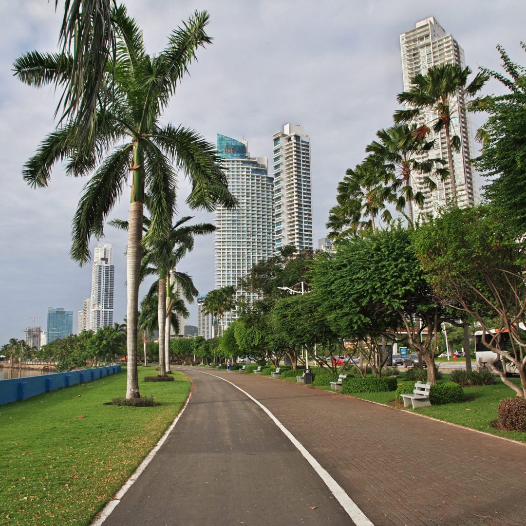 Skyscrapers on seafront of Panama city, Central America